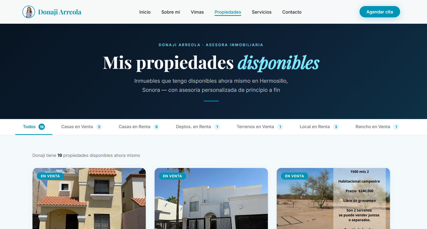 Catálogo de propiedades — Donaji Arreola